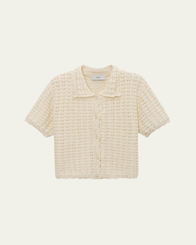 Short-Sleeve Crochet Cardigan